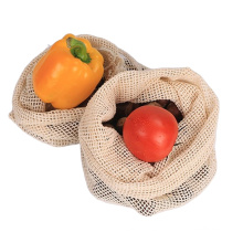 recycled grocery  drawstring shopping 100% cotton mesh produce bags